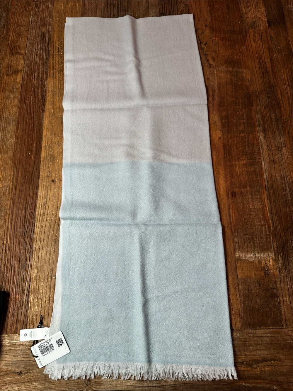 lululemon athletica Light Blue and White Ombre Fringed Scarf